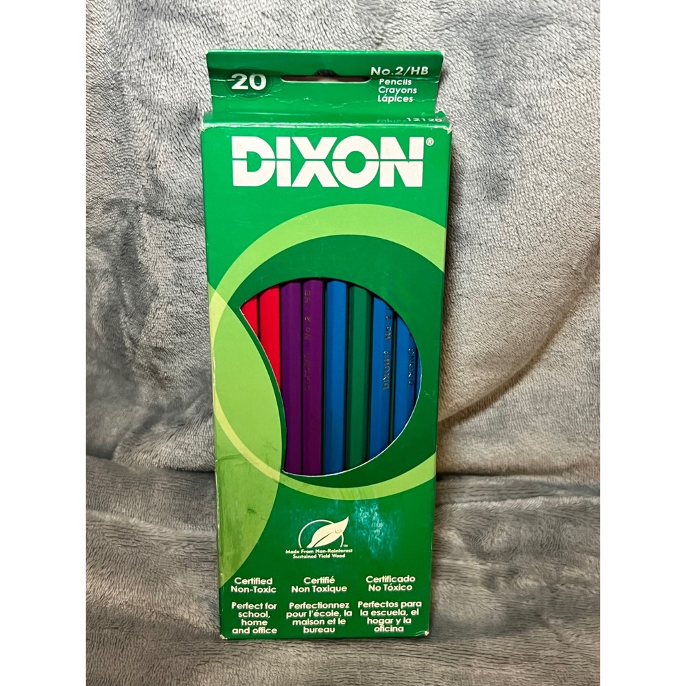 Dixon No.2 HB Real Wood Pencils‎ Box of 20 Latex-Free Eraser Multi Color New